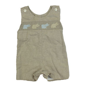 Best & Co. Boys Tan | Elephants | Smocked Romper size: 6 Months